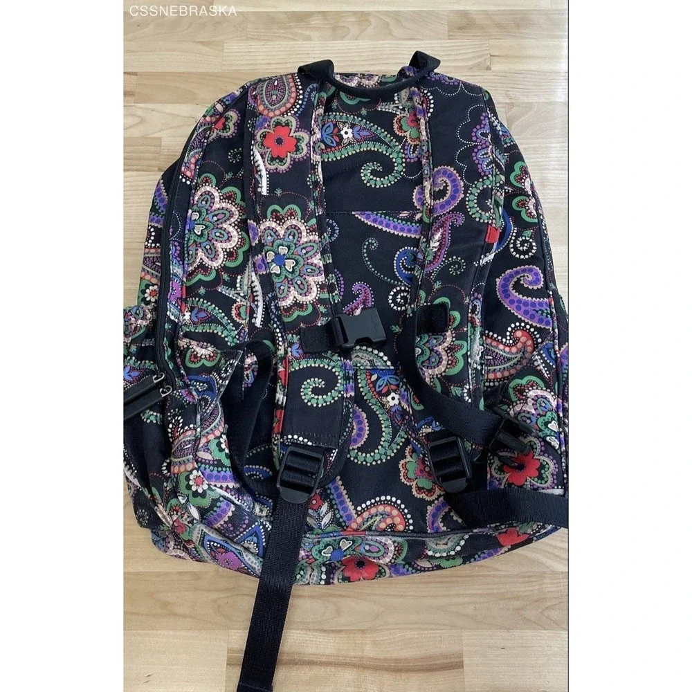 Vera Bradley Multicolor Midnight Paisley Large Campus Backpack Laptop Travel Bag